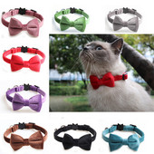 Ασφαλής ελαστικό παπιγιόν κολάρο γάτας με ρυθμιζόμενη πόρπη Gatos παπιγιόν μικρού σκύλου από μαλακό βελούδο Προμηθευτής κατοικίδιων ζώων με καμπάνα στερεό