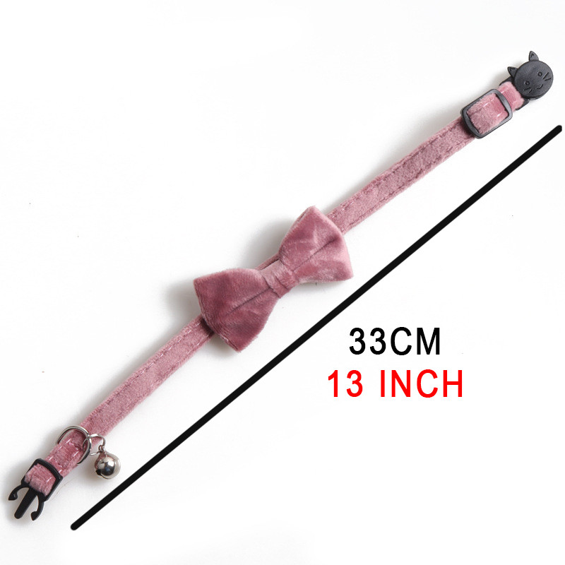 Ασφαλής ελαστικό παπιγιόν κολάρο γάτας με ρυθμιζόμενη πόρπη Gatos παπιγιόν μικρού σκύλου από μαλακό βελούδο Προμηθευτής κατοικίδιων ζώων με καμπάνα στερεό