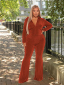 Γυναικεία ρούχα σε μεγάλο μέγεθος, χειμωνιάτικο παγωμένο βελούδινο μακρυμάνικο μπλουζάκι και παντελόνι σετ δύο τεμαχίων Γυναικεία ρούχα Χονδρική Dropshipping