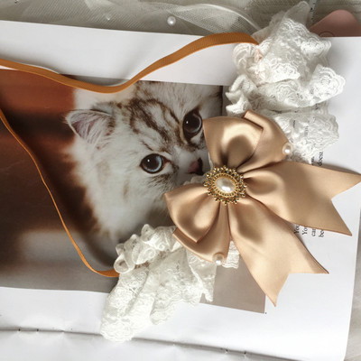 Guler de câine din mătase cu bijuterii, nuntă, pisică, cățeluș, panglică, eșarfă, pandantiv, funde pentru animale de companie, colier din satin, accesorii noi pentru pisoi, papion cadou