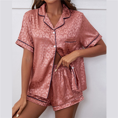 Set pijama pijamale cu dungi din satin mătăsos pentru femei Top cu mâneci scurte cu pantaloni scurți Lenjerie de noapte PJ Set Lenjerie intima 2022 Nou S-XXL