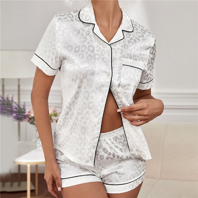 Set pijama pijamale cu dungi din satin mătăsos pentru femei Top cu mâneci scurte cu pantaloni scurți Lenjerie de noapte PJ Set Lenjerie intima 2022 Nou S-XXL
