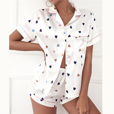 Set pijama pijamale cu dungi din satin mătăsos pentru femei Top cu mâneci scurte cu pantaloni scurți Lenjerie de noapte PJ Set Lenjerie intima 2022 Nou S-XXL