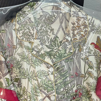 Καλοκαίρι 2023 Νέο Γυναικείο Sweet Satin Silk Floral εμπριμέ σετ πιτζάμες κοντό μανίκι+παντελόνι Γυναικεία Ice Silk Cute homewear casual wear