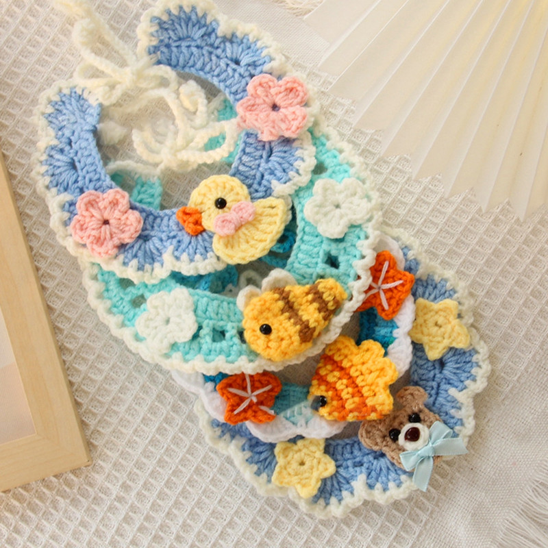 Rankomis megztas dirbtinės vilnos naminių gyvūnėlių spalvos mažų gėlių nertas antkaklis katės antkrūtiniu šuniui antkrūtiniu šalikas Britų trumpas Shiba Inu šunų kačių priedai