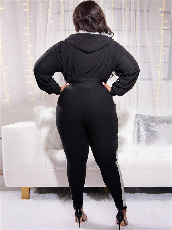 Wmstar Plus Size Sets Dámske oblečenie Jesenné oblečenie 2022 Mikiny s kapucňou, topy a nohavice s dlhým rukávom, zipsom, pruhované, zladené, veľkoobchod, dropshipping