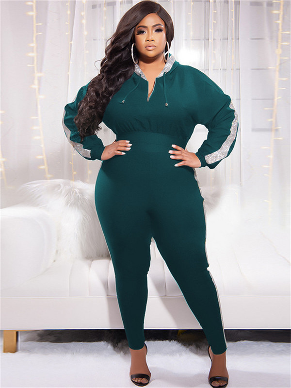 Wmstar Plus Size Sets Dámske oblečenie Jesenné oblečenie 2022 Mikiny s kapucňou, topy a nohavice s dlhým rukávom, zipsom, pruhované, zladené, veľkoobchod, dropshipping