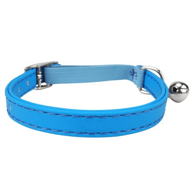 Macaron színű aranyos kisállat macska nyakörv, rugalmas hevederes macskanyakörv, állítható PU színű kis nyakörv csengővel kölyökkutyáknak és macskáknak