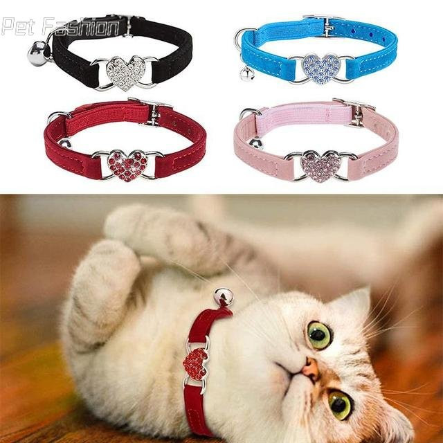 Κολάρο σκύλου Κρυστάλλινο ελαστικό γιακά βελούδινο κουδούνι σε σχήμα καρδιάς Κολιέ κατοικίδιου μαλακό κουδούνι Stretch για κατοικίδιο για κουτάβι ошейник для собак