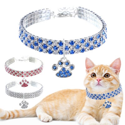 Bling Bling mačací obojok s kamienkami, nastaviteľná labka pre malého psa, mačiatko, náhrdelník, svietiaci náhrdelník pre šteniatko, mačiatko, domáce zviera, personalizované produkty