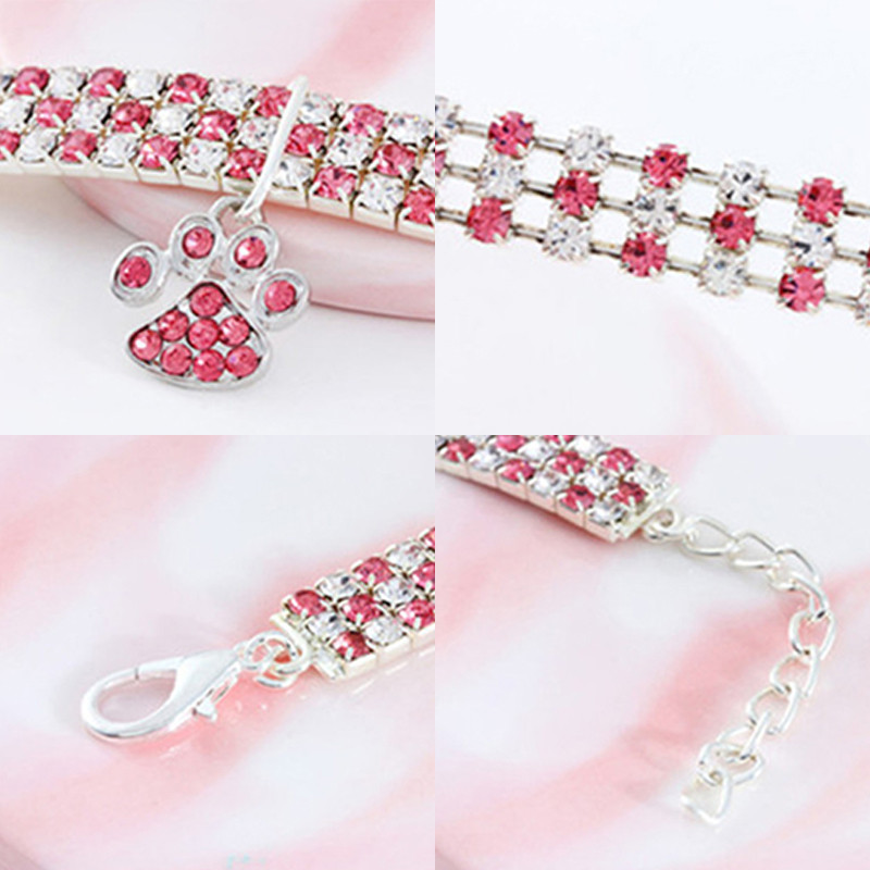 Bling Bling mačací obojok s kamienkami, nastaviteľná labka pre malého psa, mačiatko, náhrdelník, svietiaci náhrdelník pre šteniatko, mačiatko, domáce zviera, personalizované produkty