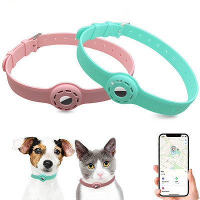 Нов силиконов нашийник против изгубена котка за домашни любимци за Apple Airtag Protective Tracker Anti-Lost Positioning Collar Регулируем нашийник за домашни любимци