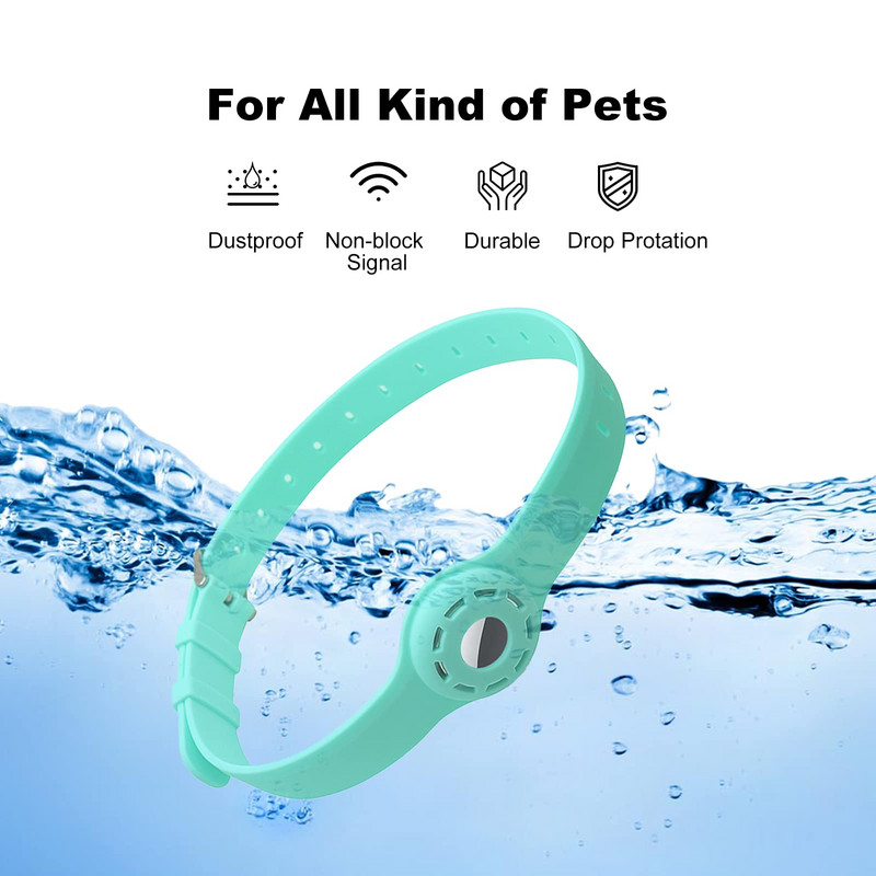 Guler anti-pierdut din silicon pentru pisici pentru animale de companie, pentru tracker de protecție pentru etichetă de aer Apple, guler de poziționare anti-pierdere, guler reglabil pentru animale de companie