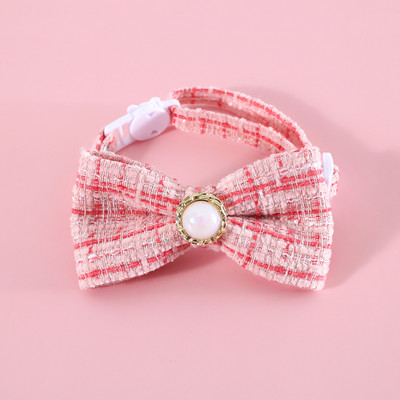 MPK Cat Woven καρό Vintage μαργαριταρένιο γιακά ρυθμιζόμενο κατά της ασφυξίας Φιόγκος γενεθλίων Princess Κατάλληλο και με σκύλο