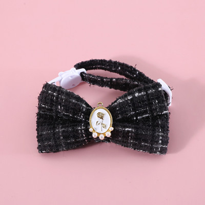 MPK Cat Woven καρό Vintage μαργαριταρένιο γιακά ρυθμιζόμενο κατά της ασφυξίας Φιόγκος γενεθλίων Princess Κατάλληλο και με σκύλο