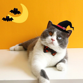 Happy Halloween κολάρο γάτας με παπιγιόν με καμπάνα κολιέ κουτάβι γατάκι Ρυθμιζόμενο λουράκι ασφαλείας με αγκράφα Τσιουάουα Προμήθειες για κατοικίδια παπιγιόν