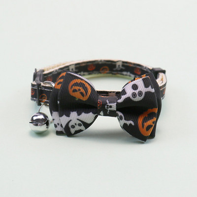Happy Halloween κολάρο γάτας με παπιγιόν με καμπάνα κολιέ κουτάβι γατάκι Ρυθμιζόμενο λουράκι ασφαλείας με αγκράφα Τσιουάουα Προμήθειες για κατοικίδια παπιγιόν