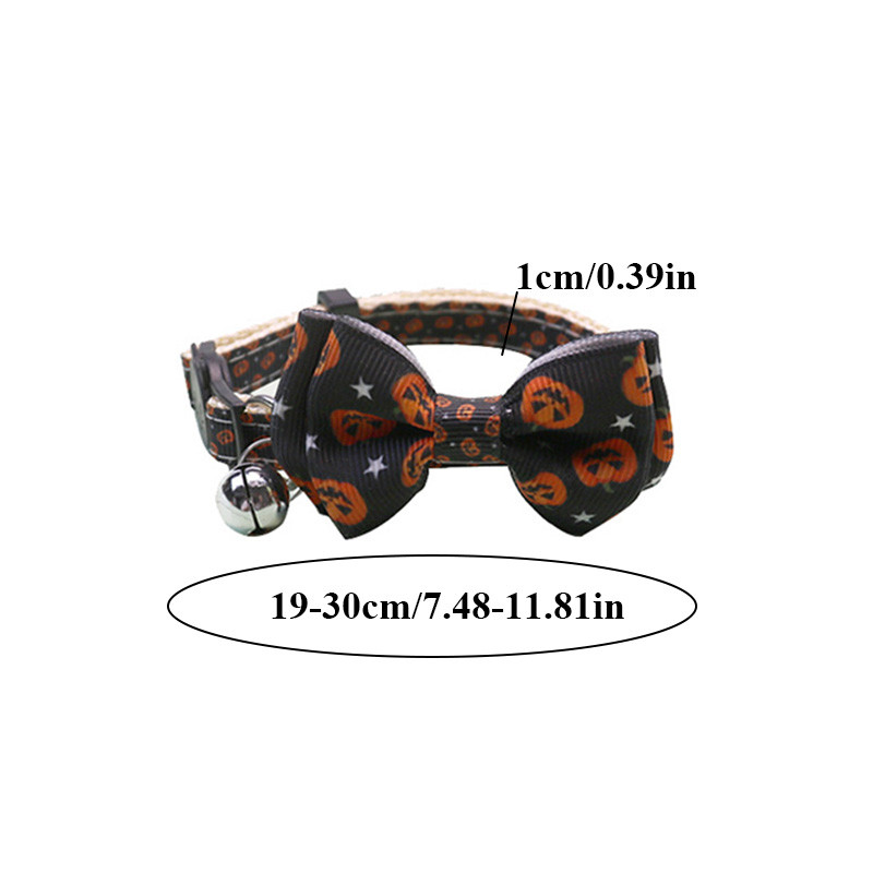 Happy Halloween κολάρο γάτας με παπιγιόν με καμπάνα κολιέ κουτάβι γατάκι Ρυθμιζόμενο λουράκι ασφαλείας με αγκράφα Τσιουάουα Προμήθειες για κατοικίδια παπιγιόν