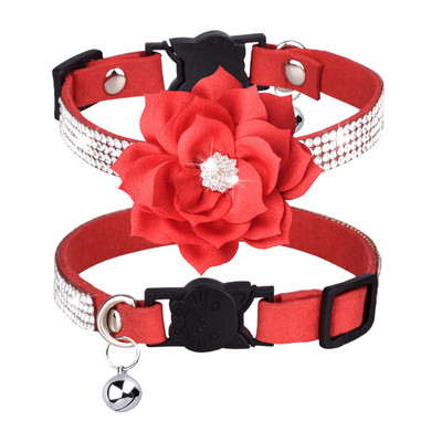 Κολάρο γατών Bling Rhinestone Εξατομικευμένο κολιέ ασφαλείας γρήγορης απελευθέρωσης Ρυθμιζόμενο κολάρο κουταβιού για κατοικίδιο γατάκι με κουδούνι για γάτες