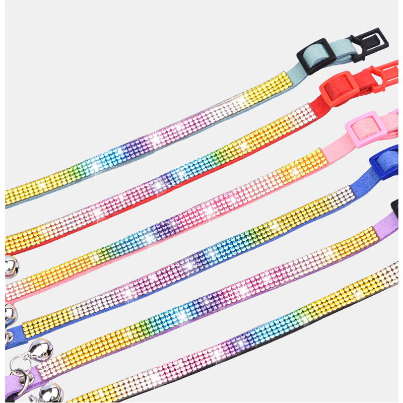 Κολάρο γατών Bling Rhinestone Εξατομικευμένο κολιέ ασφαλείας γρήγορης απελευθέρωσης Ρυθμιζόμενο κολάρο κουταβιού για κατοικίδιο γατάκι με κουδούνι για γάτες