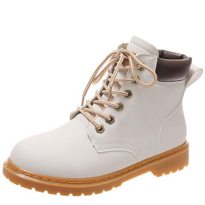 2022 Pantofi noi de damă Cizme cu talpă groasă în stil britanic Cizme scurte cu degetul mare cu șireturi Cizme de motocicletă retro înalte