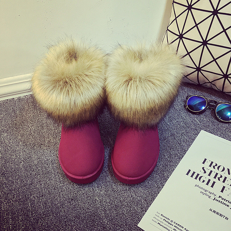Dámske zimné snežné topánky, elegantné sexy, sladké líščie vlasy, austrálsky štýl, zahrievajú sa, krátke, plyšové, symbol šľachty
