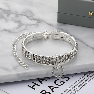 Αξεσουάρ για κατοικίδια Σκύλος γάτα Γυαλιστερό κρεμαστό κολάρο με καρδιά από στρας Καρδιά γάτας Διαμαντένιο κολιέ κοσμήματα για κατοικίδιο ζώο κολάρο πριγκίπισσας