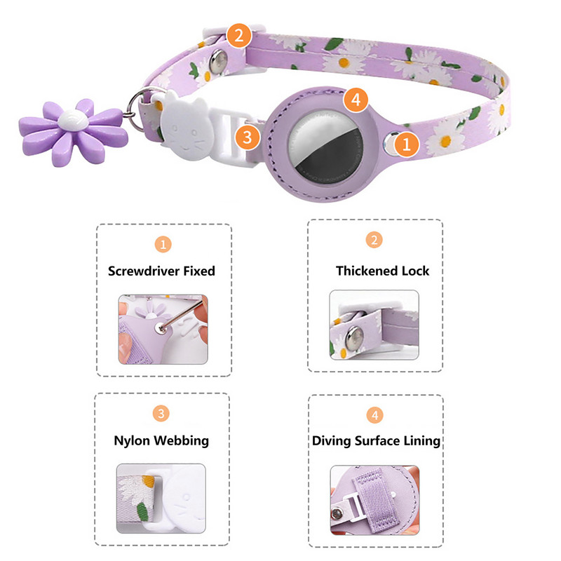 Kassi kaelarihm Air Tag kaitseümbris Reguleeritav kerge jälgimisseade Kassi kaelarihmad kassipoja kutsikate lemmikloomatarvete jaoks ilma õhusildita