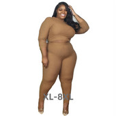 Suures suuruses naiste riided, mood, seksikad rõivad, pikkade varrukatega topp ja püksid Bodycon soonikkoes kaheosaline komplekt Dro 3xl 4xl 5xl 6xl