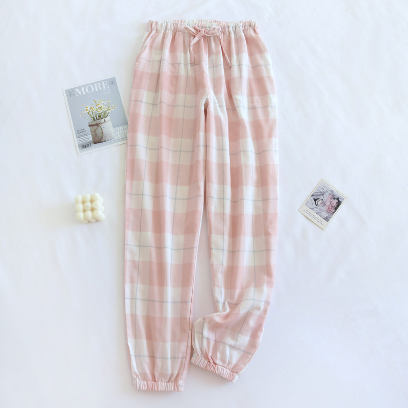 2023 Νεότερο καρό εμπριμέ μακρύ παντελόνι ύπνου Γυναικείο βαμβακερό λεπτό καλοκαιρινό πυζά Loose Pantalon Pour Femme