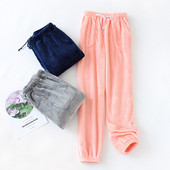 Γυναικείες Πιτζάμες Χειμερινές Πυκνές Φανελένιες Πιτζάμες Μικρά Πόδια Ψηλή Μέση Φαρδιά Κοραλί Βελούδο Ζεστό Παντελόνι Οικιακής Πιτζάμες Γυναικεία