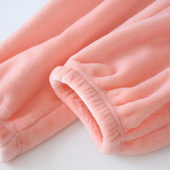 Зимни удебелени дамски фланелени пижами Малки крака Висока талия Свободни коралови кадифе Топли домакински панталони Пижами Дамски