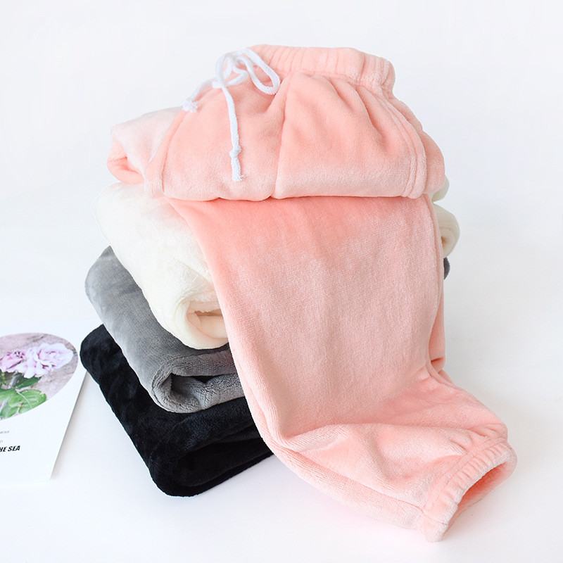 Γυναικείες Πιτζάμες Χειμερινές Πυκνές Φανελένιες Πιτζάμες Μικρά Πόδια Ψηλή Μέση Φαρδιά Κοραλί Βελούδο Ζεστό Παντελόνι Οικιακής Πιτζάμες Γυναικεία