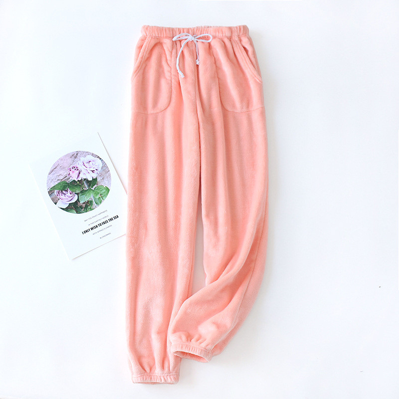 Γυναικείες Πιτζάμες Χειμερινές Πυκνές Φανελένιες Πιτζάμες Μικρά Πόδια Ψηλή Μέση Φαρδιά Κοραλί Βελούδο Ζεστό Παντελόνι Οικιακής Πιτζάμες Γυναικεία