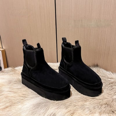Dámske čižmy Plus Velvet teplé ležérne topánky One Step Semišové kožené trendy dámske členkové čižmy Chelsea dámske čižmy Botas Mujer