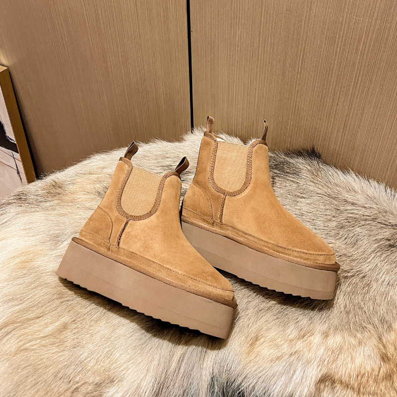 Dámske čižmy Plus Velvet teplé ležérne topánky One Step Semišové kožené trendy dámske členkové čižmy Chelsea dámske čižmy Botas Mujer