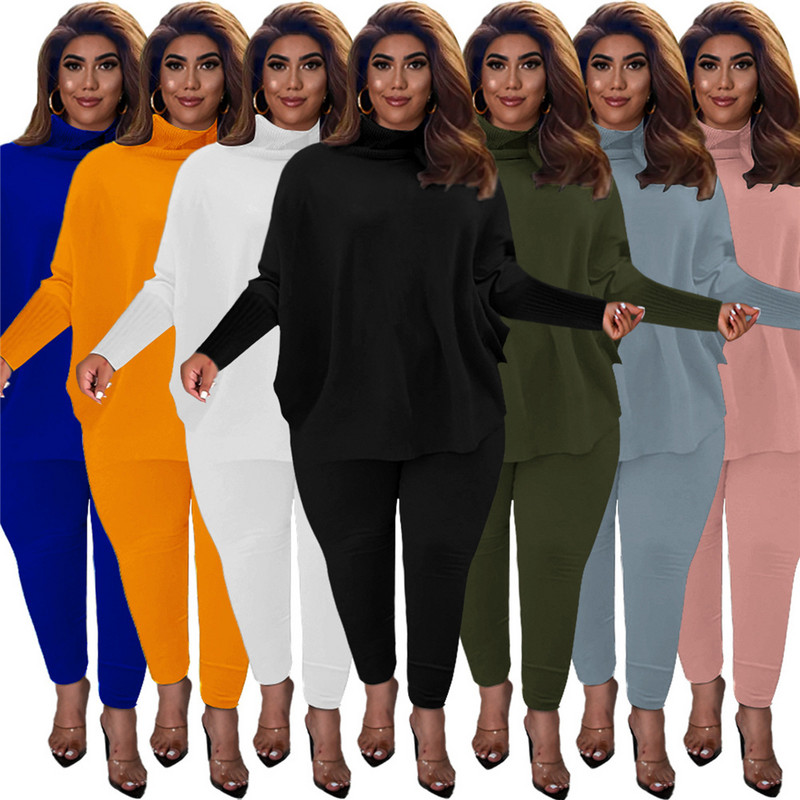 Γυναικεία ρούχα δύο τεμαχίων σε μεγάλου μεγέθους, casual μονόχρωμο μανίκι μπατονέτας χωρισμένο πιρούνι Loose top fashion παντελόνι 3xl 4xl 5xl 6xl