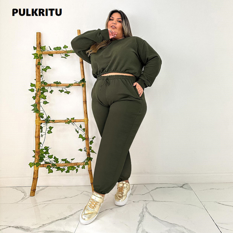Pulkritu Ženski komplet hlača za trčanje i trenirka dugih rukava, modni dvodijelni set od 2 dijela, aktivna odjeća