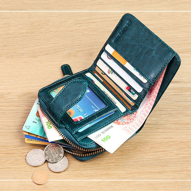 Billfold Oil Wax  Πορτοφόλια Γυναικεία Κοντά Μίνι Πορτοφόλι Συμπλέκτη Πορτοφόλι Soild Κέρμα Θήκη Πιστωτικής Κάρτας Τσάντα 