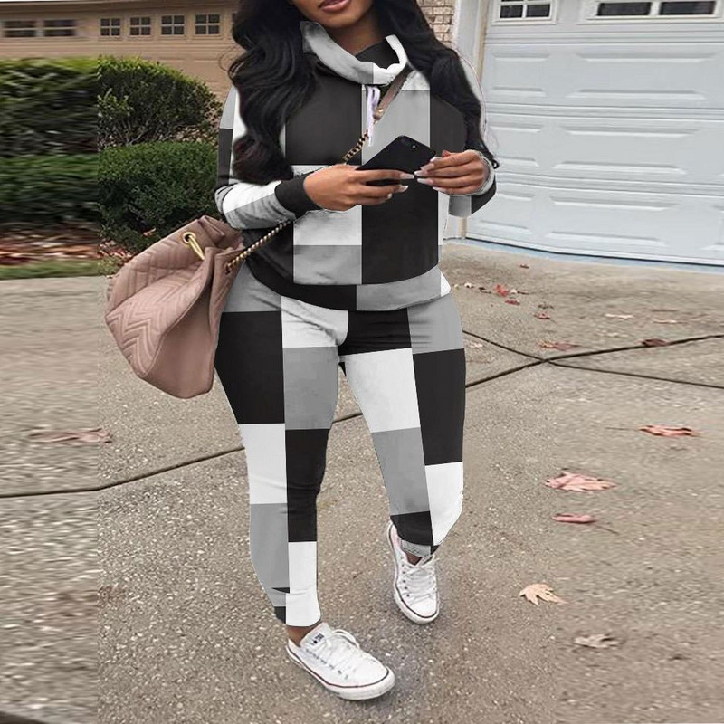 Σετ SOMO Plus Size Two Piece Γυναικεία στολή Φούτερ με κουκούλα με ψηλό λαιμό Φούτερ Παντελόνι αθλητική φόρμα Streetwear Κοστούμι χονδρικής Dropshipping