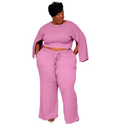 Plus Size Jesenný set Dámske oblečenie Letná móda Ležérny top s polovičným rukávom a nohavice Dvojdielny set Veľkoobchod 3xl 4xl 5xl 6xl