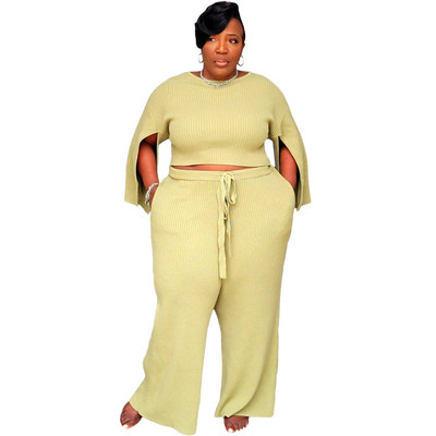 Plus Size Jesenný set Dámske oblečenie Letná móda Ležérny top s polovičným rukávom a nohavice Dvojdielny set Veľkoobchod 3xl 4xl 5xl 6xl