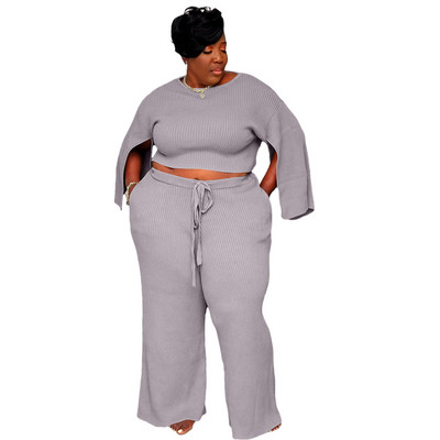 Plus Size Jesenný set Dámske oblečenie Letná móda Ležérny top s polovičným rukávom a nohavice Dvojdielny set Veľkoobchod 3xl 4xl 5xl 6xl