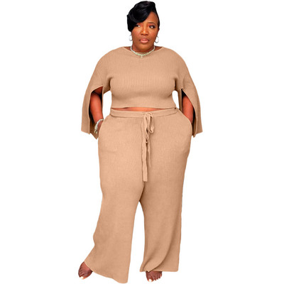 Plus Size Jesenný set Dámske oblečenie Letná móda Ležérny top s polovičným rukávom a nohavice Dvojdielny set Veľkoobchod 3xl 4xl 5xl 6xl