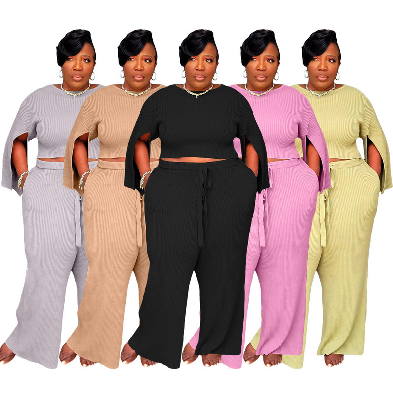 Plus Size Jesenný set Dámske oblečenie Letná móda Ležérny top s polovičným rukávom a nohavice Dvojdielny set Veľkoobchod 3xl 4xl 5xl 6xl
