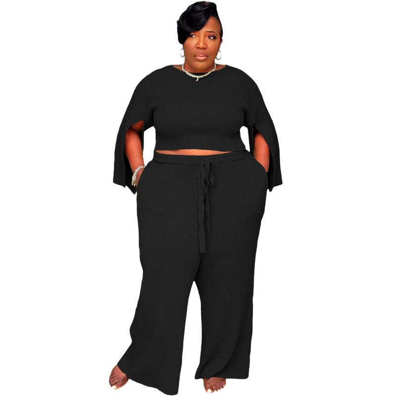Plus Size Jesenný set Dámske oblečenie Letná móda Ležérny top s polovičným rukávom a nohavice Dvojdielny set Veľkoobchod 3xl 4xl 5xl 6xl