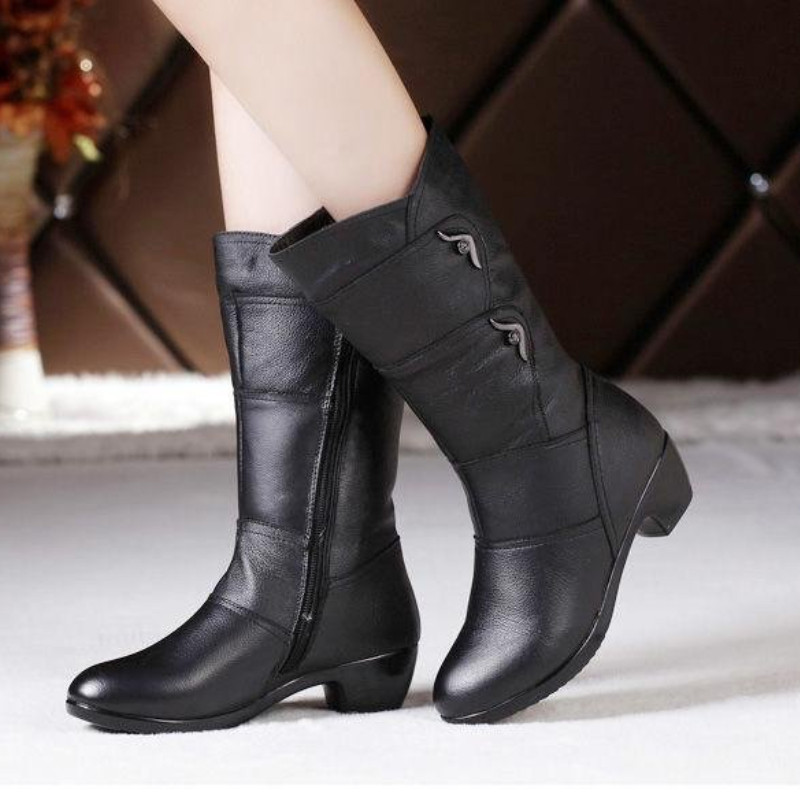 2023 Pantofi noi de dama Cizme de dama de moda Pantofi de dama Botas pana la genunchi Fermoar iarna calduroasa Plus Size Cizme de zapada la jumatatea gambei