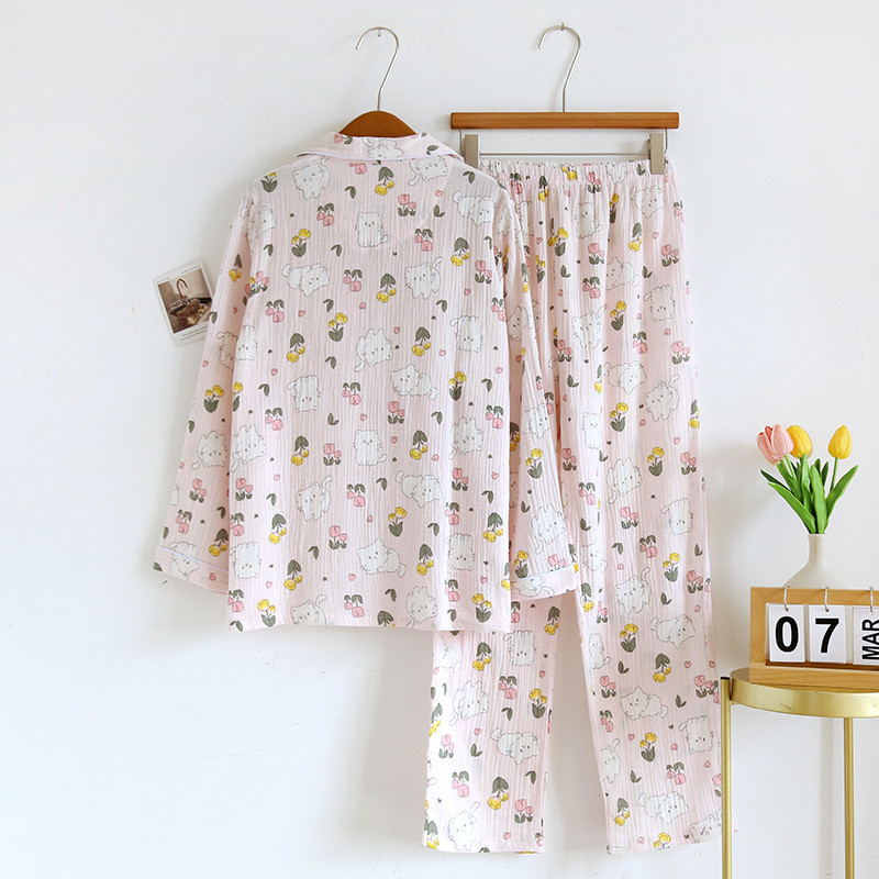 Ανοιξιάτικες και φθινοπωρινές πιτζάμες σετ ρούχων για γυναικεία βαμβακερά καρτούν 2023 Χαριτωμένο και γλυκό μακρυμάνικο κοστούμι δύο τεμαχίων για το σπίτι