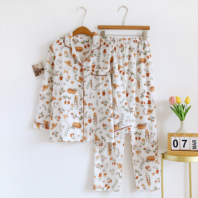Ανοιξιάτικες και φθινοπωρινές πιτζάμες σετ ρούχων για γυναικεία βαμβακερά καρτούν 2023 Χαριτωμένο και γλυκό μακρυμάνικο κοστούμι δύο τεμαχίων για το σπίτι