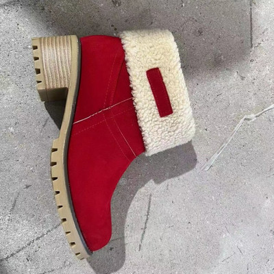 Γυναικείες χειμωνιάτικες γούνινες μπότες για χιόνι Γυναικείες μπότες ζεστές μάλλινες μπότες στον αστράγαλο Άνετα Παπούτσια περιστασιακά γυναικεία μεσαία μποτάκια